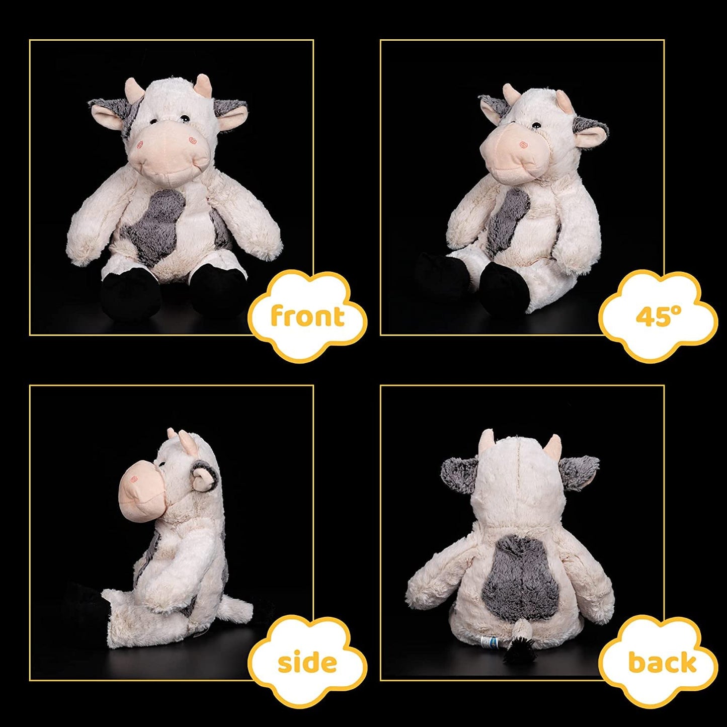 Cow Stuffed Animals Soft Plush Adorable Plush Cow Toy Nursery Doll, Gifts For Girls Boys 17.71 Inches