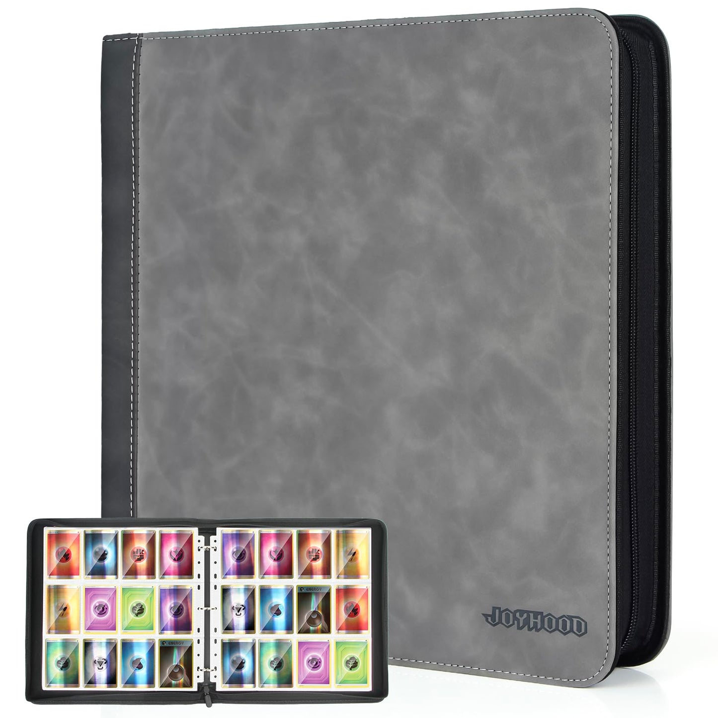 JoyHood Card Binder for Trading Card  Card Collection Binder with 12 Pocket - Hold Up to 960 Cards  Card Album Holder compatible with TCG/PM/MTG/OPCG/YGO Card (Grey  12 Pockets)