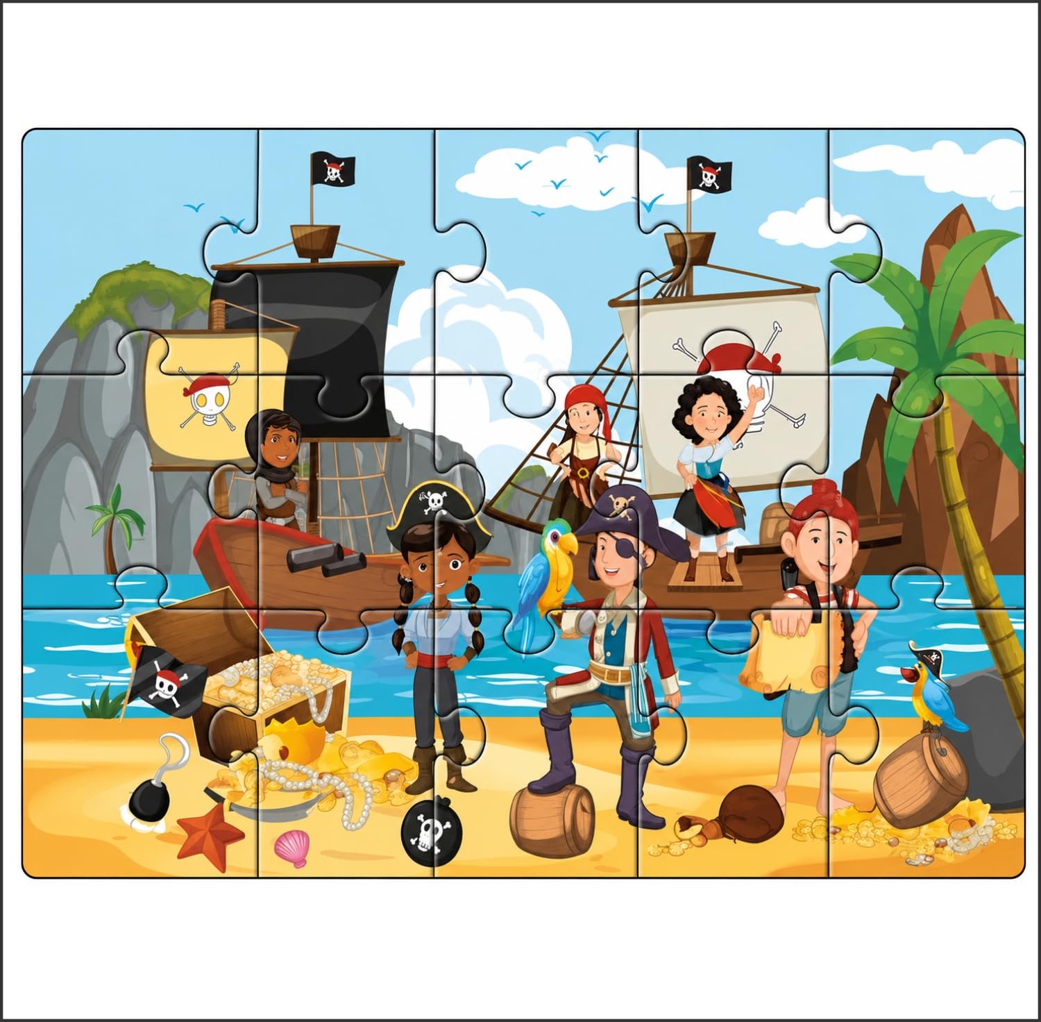 Dinosaur World Wooden Floor Jigsaw Puzzle For Kids, 15 Large Pieces, Ages 3+