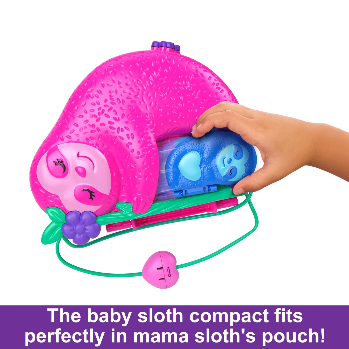 Polly Pocket Playset & Travel Toy With 2 Micro Dolls & 12 Accessories, Animal Toy, Sloth 2-In-1 Purse Compact