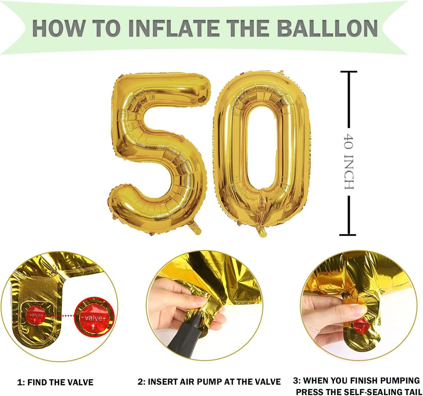 50Th Black Gold Birthday Party Decoration Sets 40 Inch Gold Giant Number Balloons With Birthday Banner Black Gold Balloon Arch G