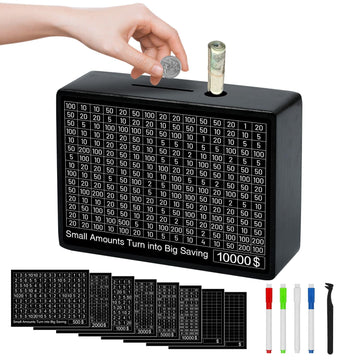 10000 Savings Box, Cashbox Kakeibo Money Saving Box, Money Saver Box with Counter for 5000 3000 2000 1000 500 Dollar Target Cash