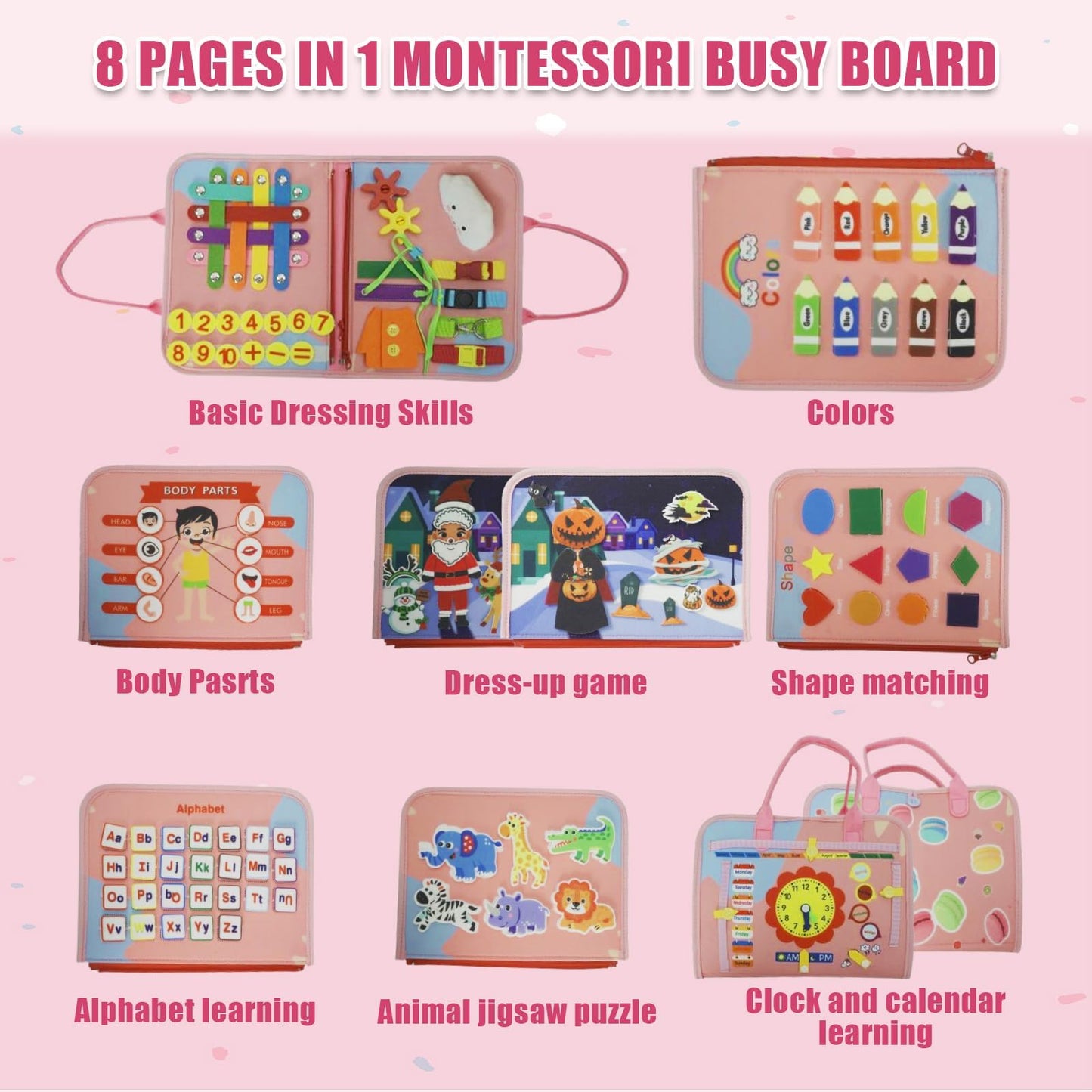 Soupost Toddler Busy Board-Montessori Toys for Boy Girl Birthday Gift, Sensory Learning Toys for Toddlers Busy Book 3-5, Airplan