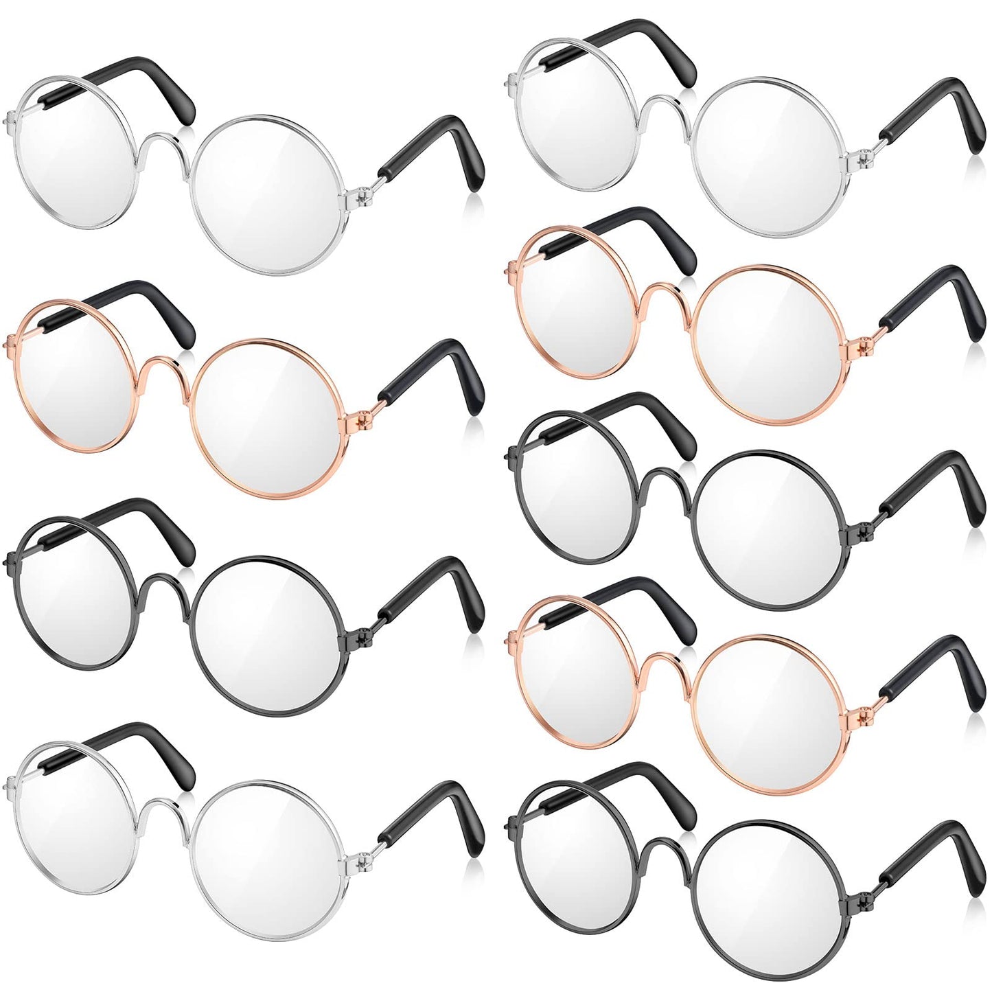9 Pairs Doll Glasses Metal Wire Rim Clear Lens Eyewear Fabric Doll Dress Up Eyeglasses Mini Dolls Costume Accessories For 18 Inch And Other Item Dolls (6 Pcs 3.14 Inch, Fit For 18 Inch Doll)