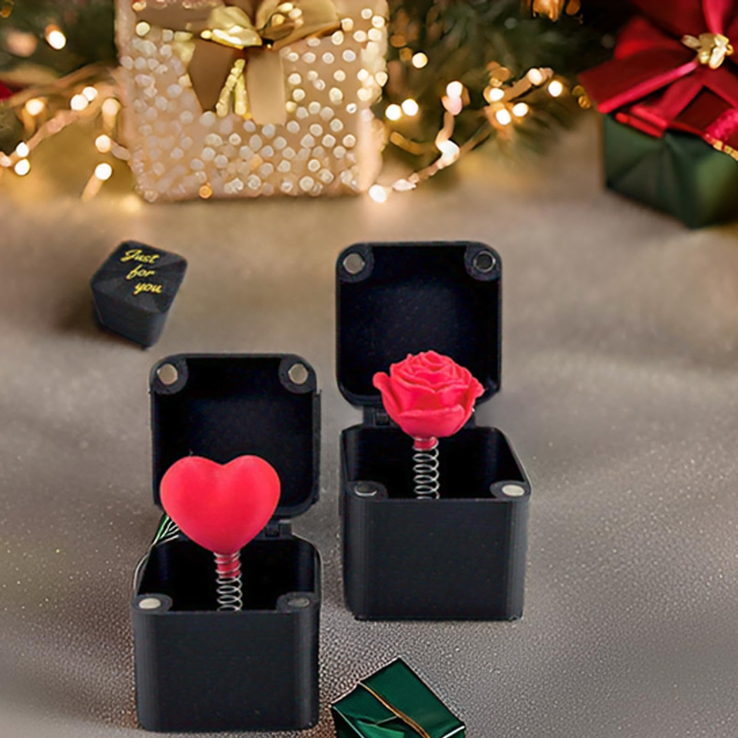 2Packs Red Roses And Red Love Heart In A Box, Surprise Gift Box, Surprising Reveal Give Others A Different Surprise, Christmas B