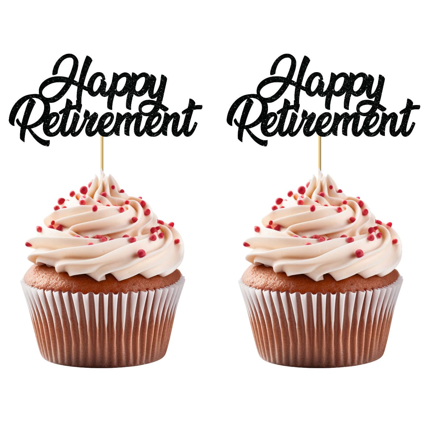 Svm Craft Happy Retirement Cupcake Toppers Retirement Food Picks Glitter Retired Cupcake Picks Retirement Theme Party Cake Decor