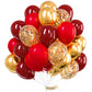 PartyWoo Red and Gold Balloons, 60 pcs 12 Inch Maroon Ruby Dark Red Burgundy Metallic Gold Confetti Balloons for Graduation Chri