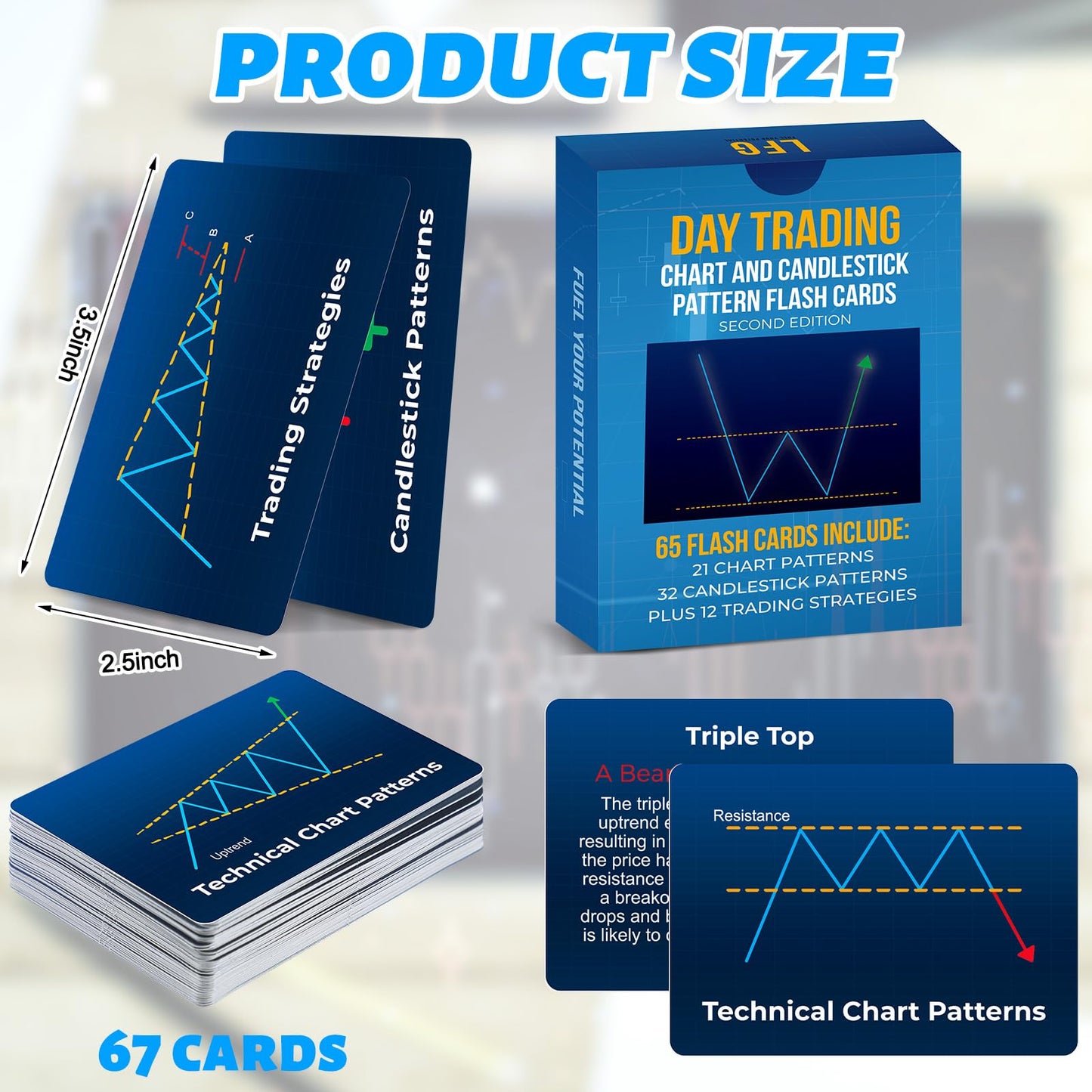 Arrowbash Stock Trading Cards Trading Market Accessories Flash Cards 67 Charts Candlestick Pattern Accessories for Technical Ana
