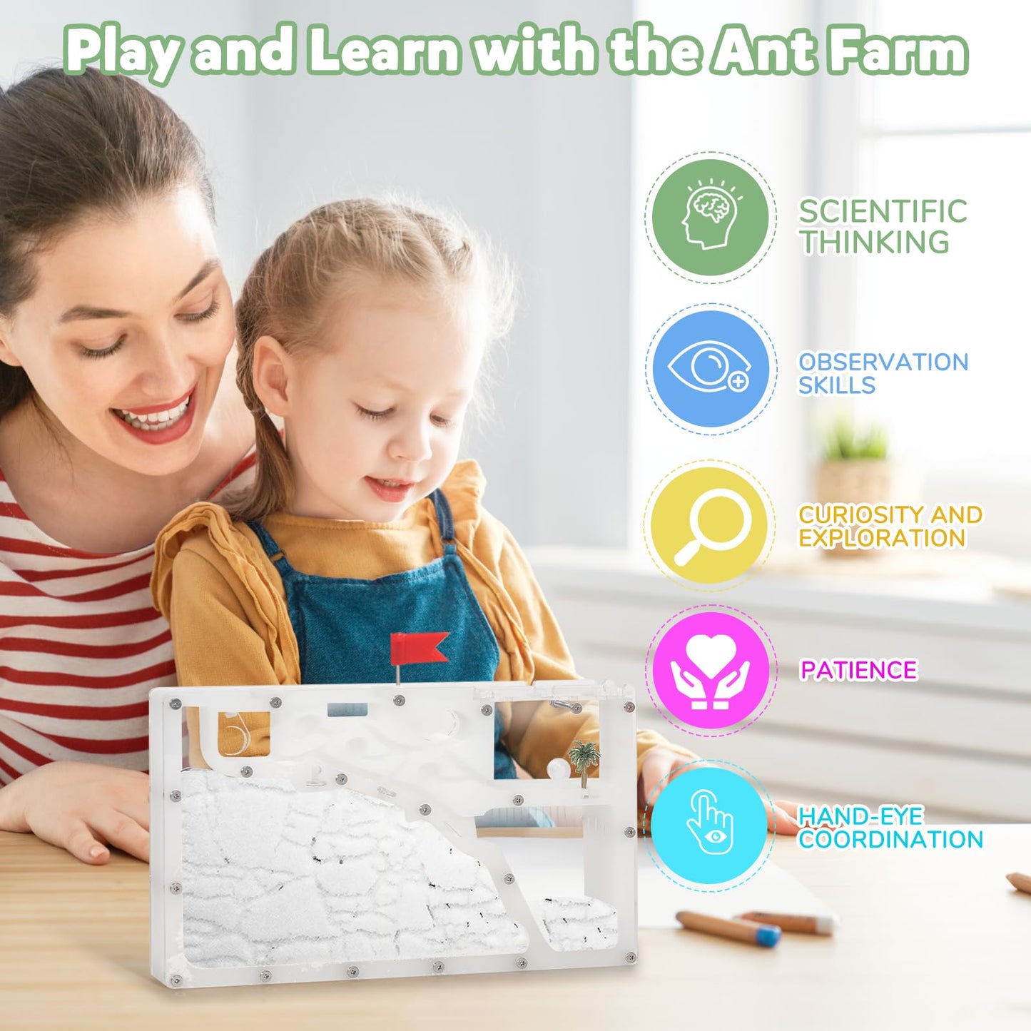 Blevla Ant Farms with Connections  Ant Farms for Kids & mature-themed  Live Ants for Ant Farm Educational Science DIY Toy Kit - STEM Learning Toy - Great Gifts for Boys & Girls (Rectangle)