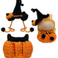 Halloween Clothes for Labubu 2 Piece Handmade Crochet Pumpkin Clothes Accessories for Labubu Outfits with Hat Overall (No Doll Included) (Black)