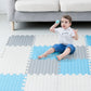 Tamiplay Foam Floor Mats For Kids, 12 X 12 Inch 16 Tiles 0.4' Thickness Foam Play Mat, Non-Toxic Square Interlocking Floor Mats Rubber Baby Play Mat For Toddlers(White/Gray/Light Blue)