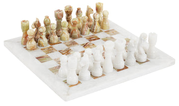 Radicaln Marble Chess Set 12'' Inches White And Green Onyx Handmade Marble Chess Pieces For Chess Set Board Game - Chess Set, Checker Board Game - Travel Set Chess Figure
