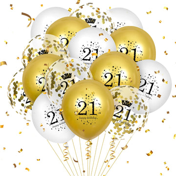 21St Birthday Balloons 15Pcs White Gold Happy 21St Birthday Latex Balloons Confetti Balloons White Gold 21St Anniversary Birthday Party Decoration Balloons For Boys Girls 21St Birthday Supplies12 Inch