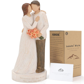 Kohehe Couple Gifts, Anniversary Couple Gift For Women, Wedding Engagement Gifts For Couple, 6.7' Couple Figurines Gift For Birthday Valentines Day Christmas(Couple-Figurine)