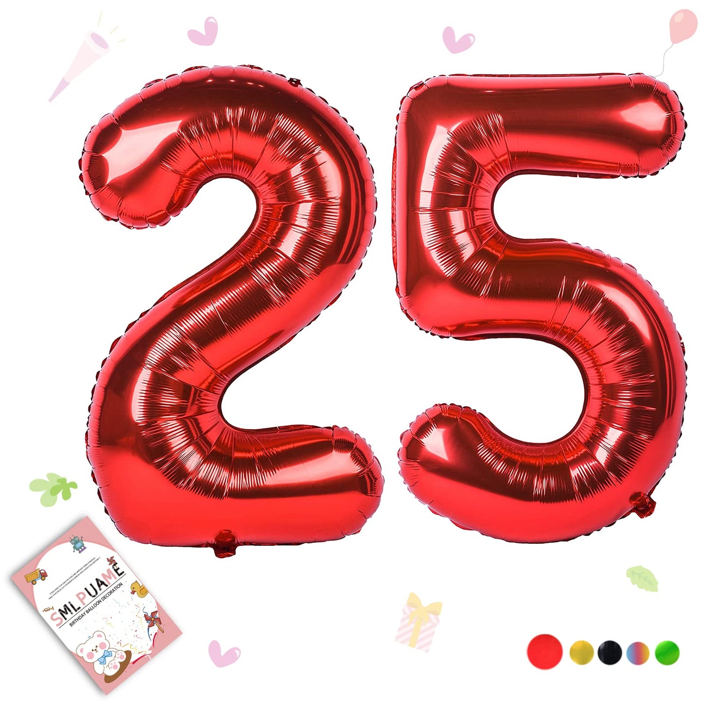 Smlpuame 40 Inch Number Balloon 0-9 Red Large Number 25 Balloons,Digital Balloons For Birthday Party Celebration Decorations Sup