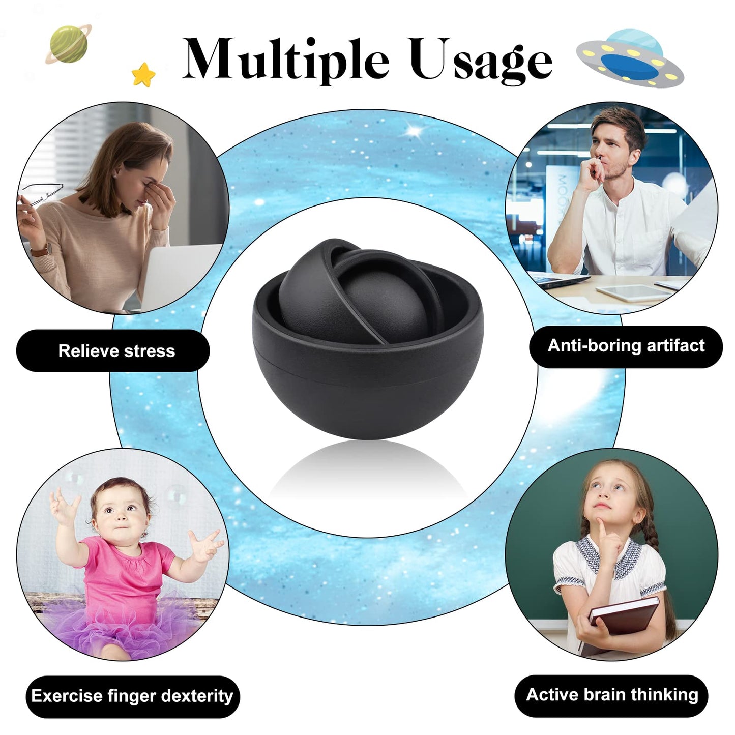 Yrissmiss Fidget Toy For Adults, Fidget Gyro Toys For Ages 8-13, Cool Gadget Gifts For Boys Girls Teens Kids, Desk Toy Adhd Autism Stress Relief Finger Toy Hand Fidget Spinner