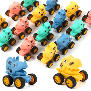 18Pcs Dinosaur Pull Back Cars Set for Kids Toddlers, Bulk Mini Racing Vehicles Toys Party Favors, Pinata Fillers, Goodie Bag Stu