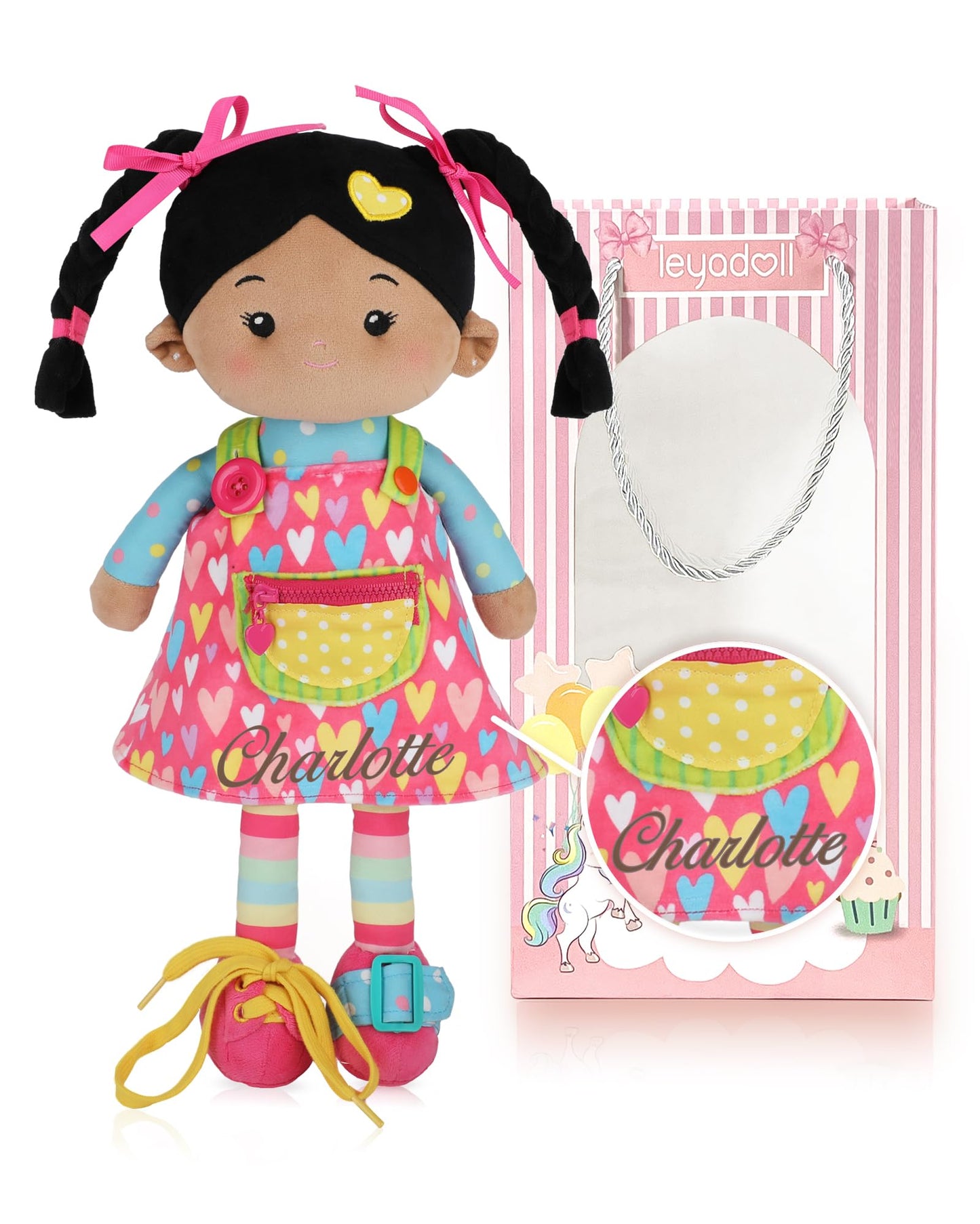 LeyaDoll Personalized Learning Sensory Soft Baby Doll, Montessori Toys for 2-Year-Old Boys Christmas, Birthday Gifts, Plush Doll