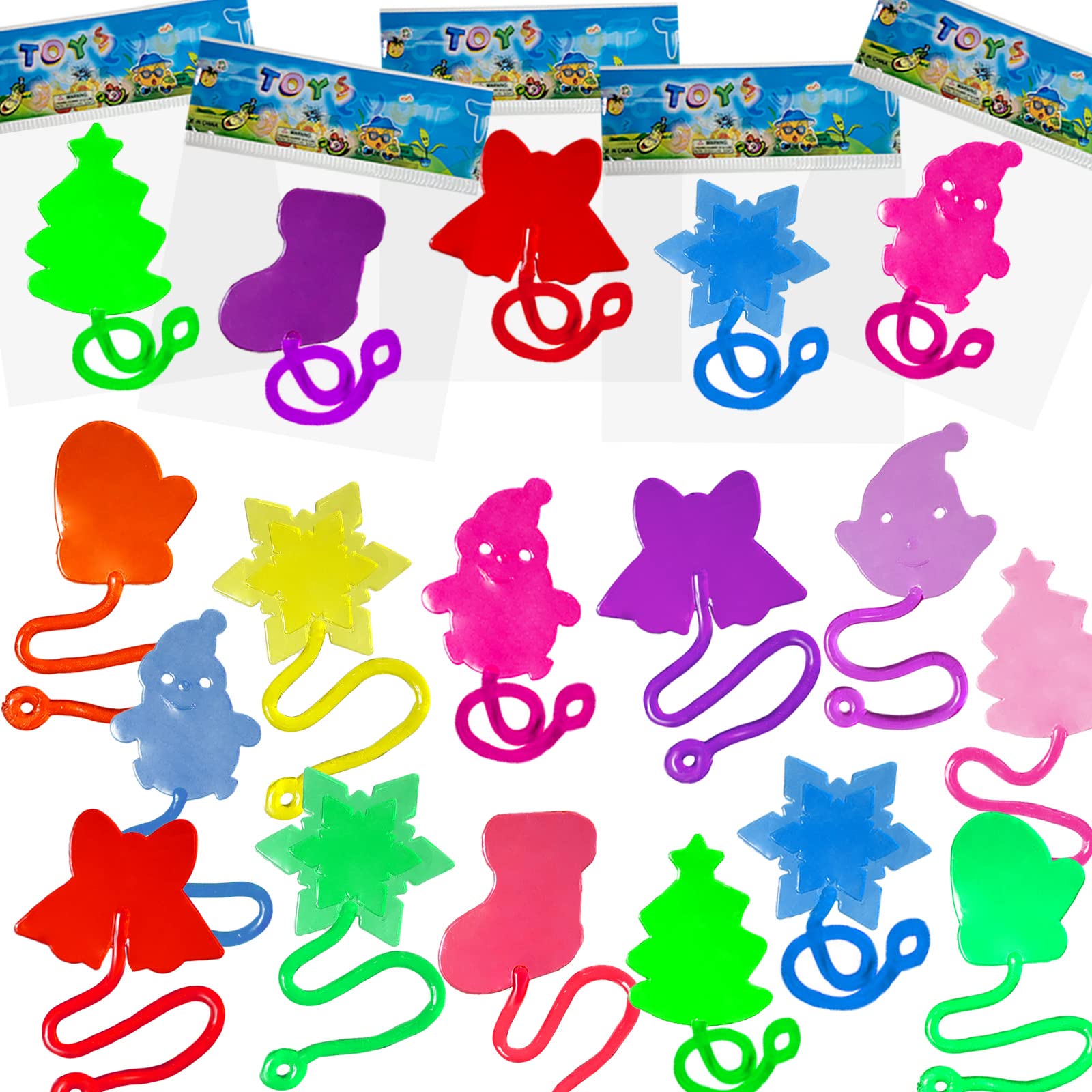 Mchochy 28pcs Christmas Sticky Hands Toys for Kids, X-mas Styles Stretchy Toys for Christmas Stocking Stuffers, Gifts, Pinata Fi