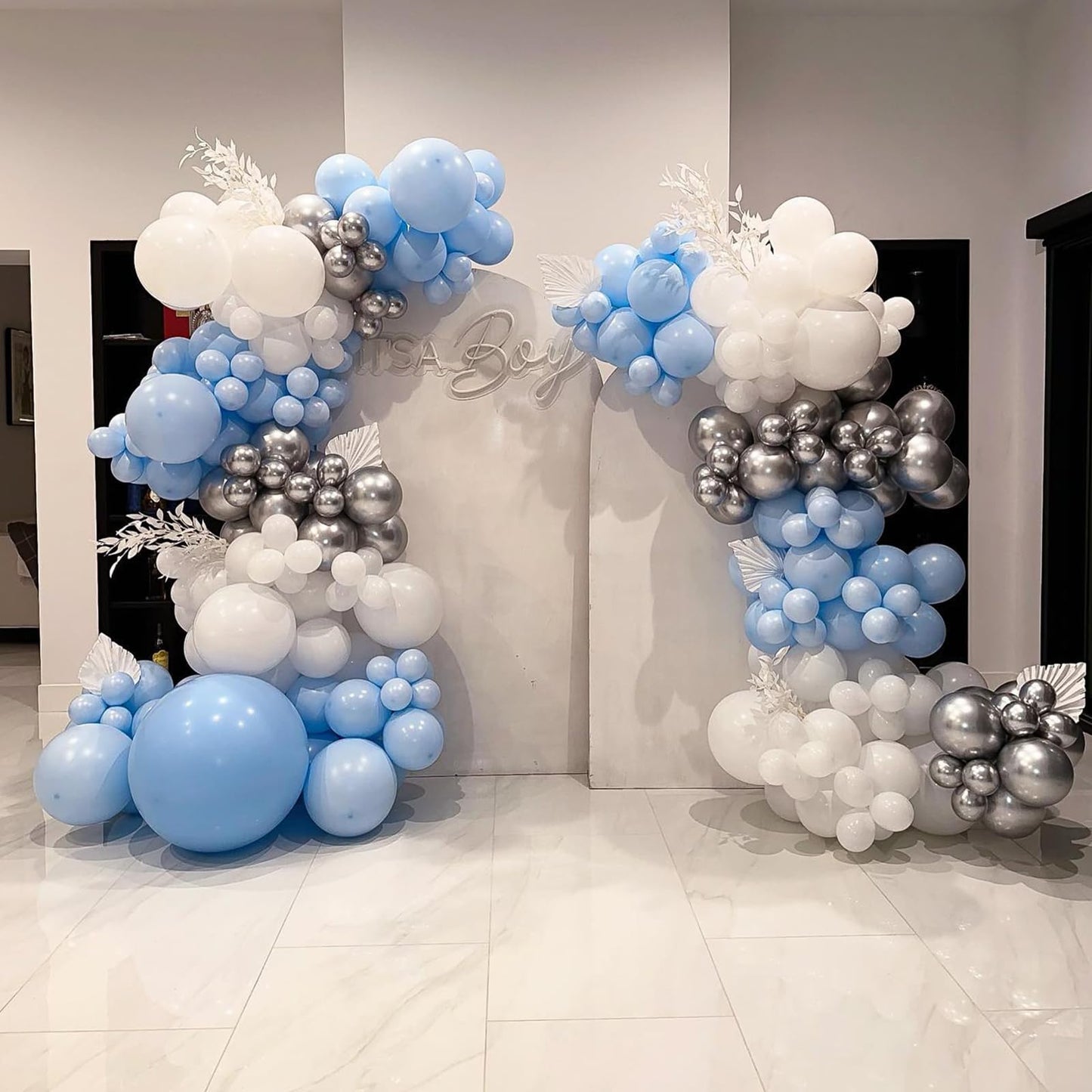 Nisocy Silver Metallic Latex Balloon Arch Garland Kit, 102Pcs 18In 12In 10In 5In For Festival Picnic, Engagement, Wedding, Birth