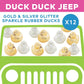 Fun Express Gold & Silver Glitter Sparkle Rubber Ducks - 12 Pieces | Baby Shower, Beach, Pool, Birthday, Bathtub Toys