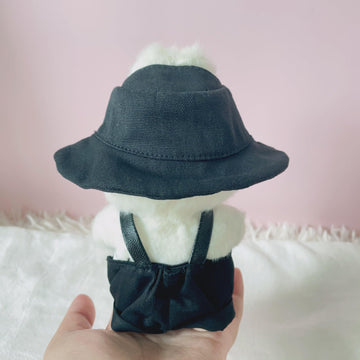 Doll Clothes for 17cm Doll  2-Piece Cute Dress and Hat Outfit Set with Accessories (Black A)