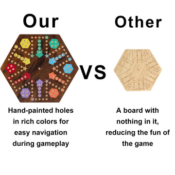 Medikaison Extra Large 23.6 Inches Wahoo Marble Board Game 4 And 6 Players 2 Sided Painted Thicken Wood Board Perfect Game For Family Friends Party (Brush Paint Burn)