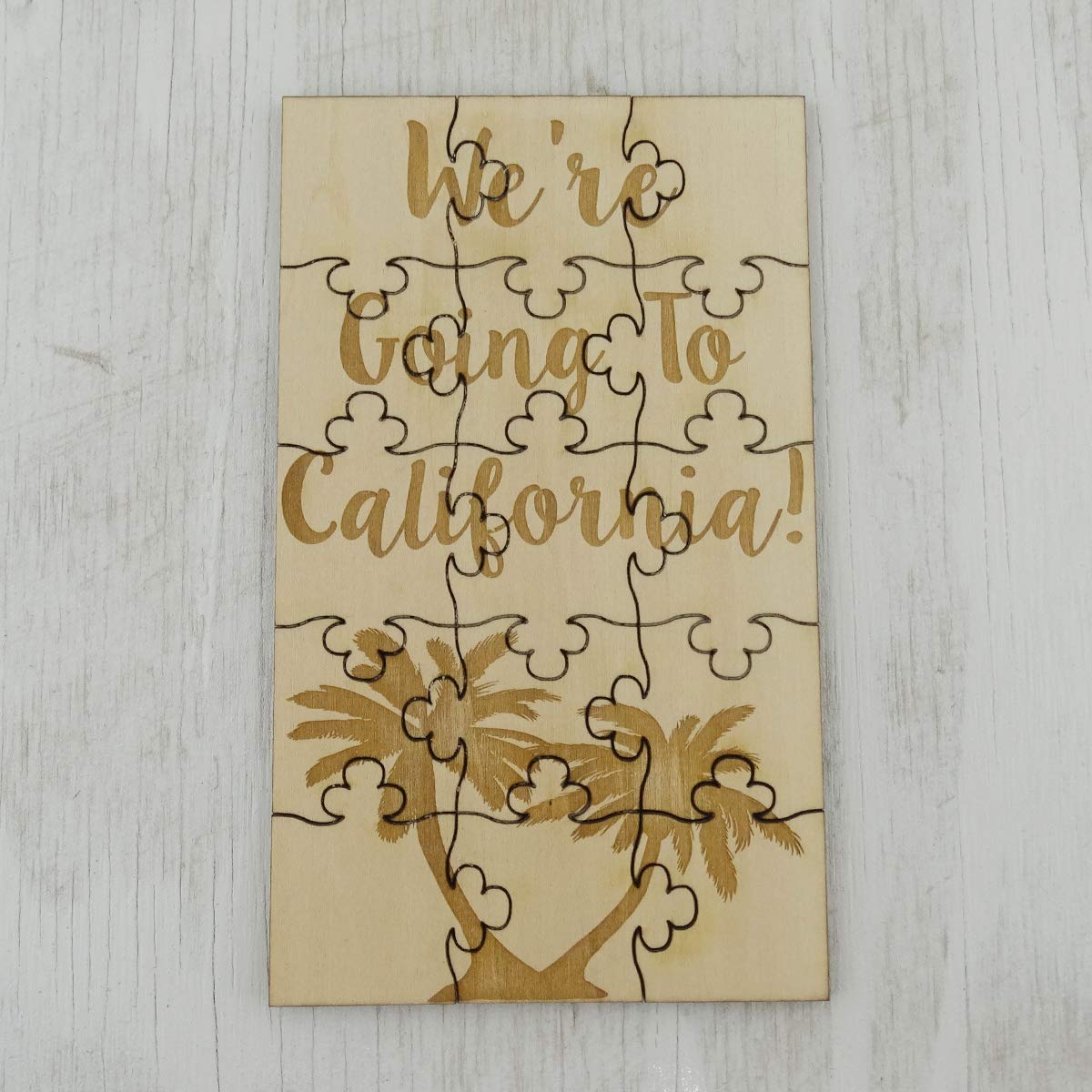 We'Re Going To California! - 15 Piece Wood Jigsaw Puzzle 6' X 3.5', Surprise Trip Gift Vacation Announcement Reveal