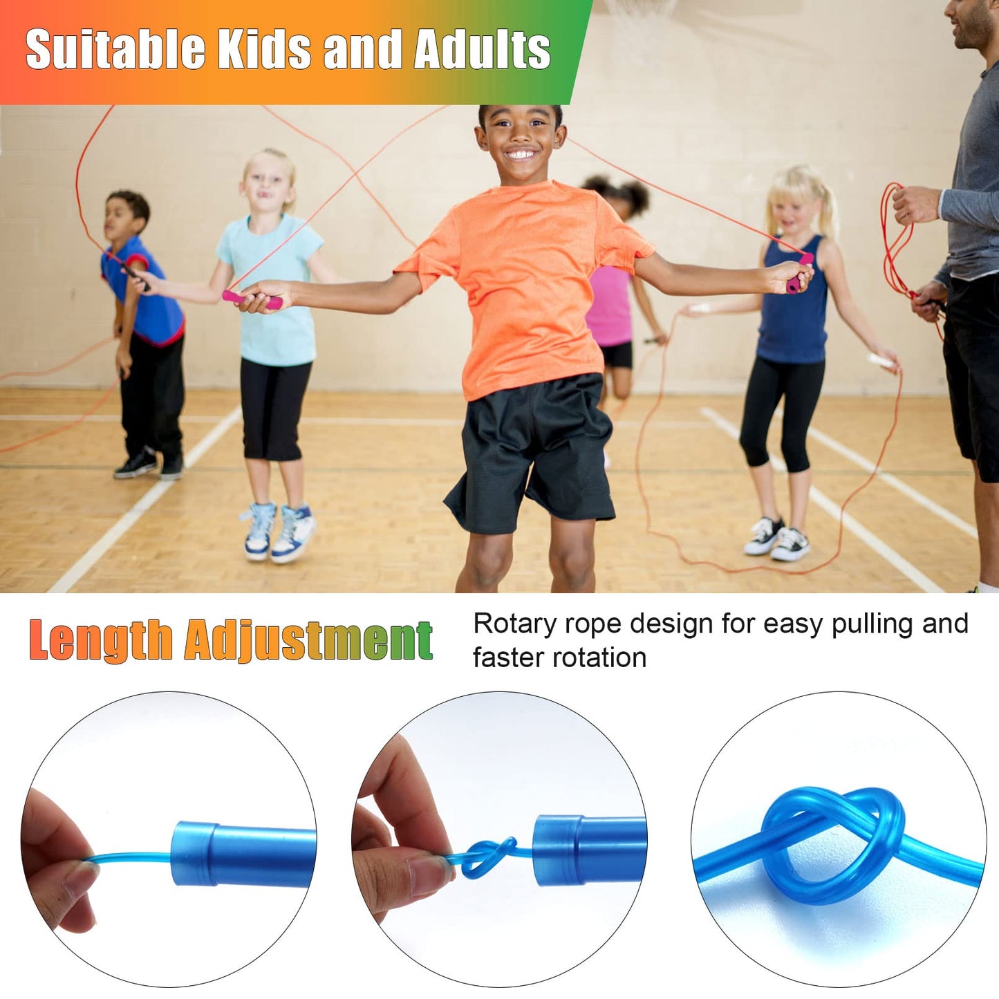 24 Pack Colorful Jump Ropes,7.3 Feet Jump Rope For Kids,Adjustable Outdoor Jump Ropes Skipping Rope,Pvc Jumping Ropes Great Part