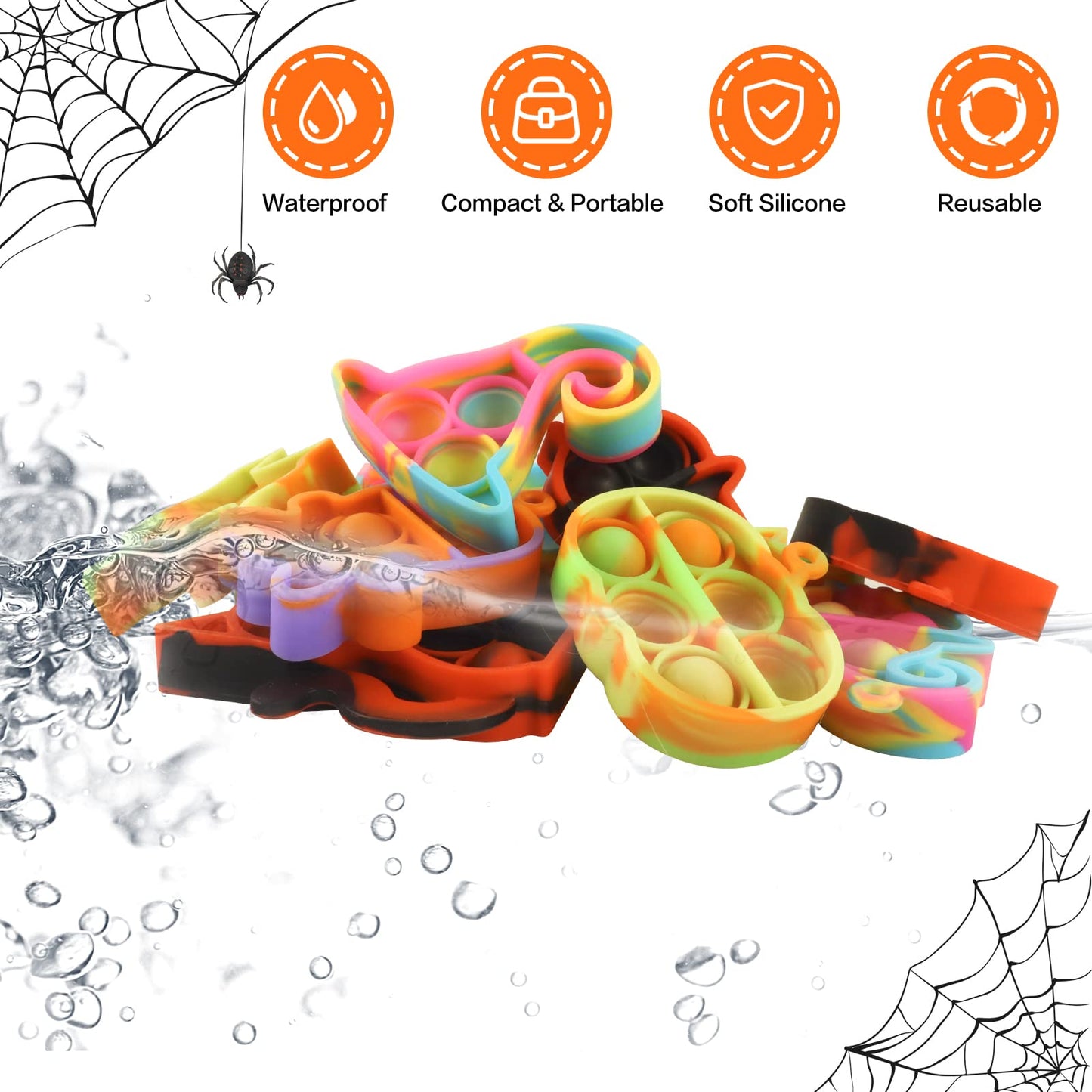 Jdsty 32Pcs Halloween Mini Pop Fidget Toys Packs For Kids Girls Boys Halloween Party Favors Halloween Treat Bags Gifts Stress Re