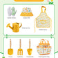 Grenebo Kids Gardening Set Toys,Includes Metal Trowel,Transplanting Shovel,Garden Hat,Rake,Apron,Gloves,Watering Can,And Tool Or