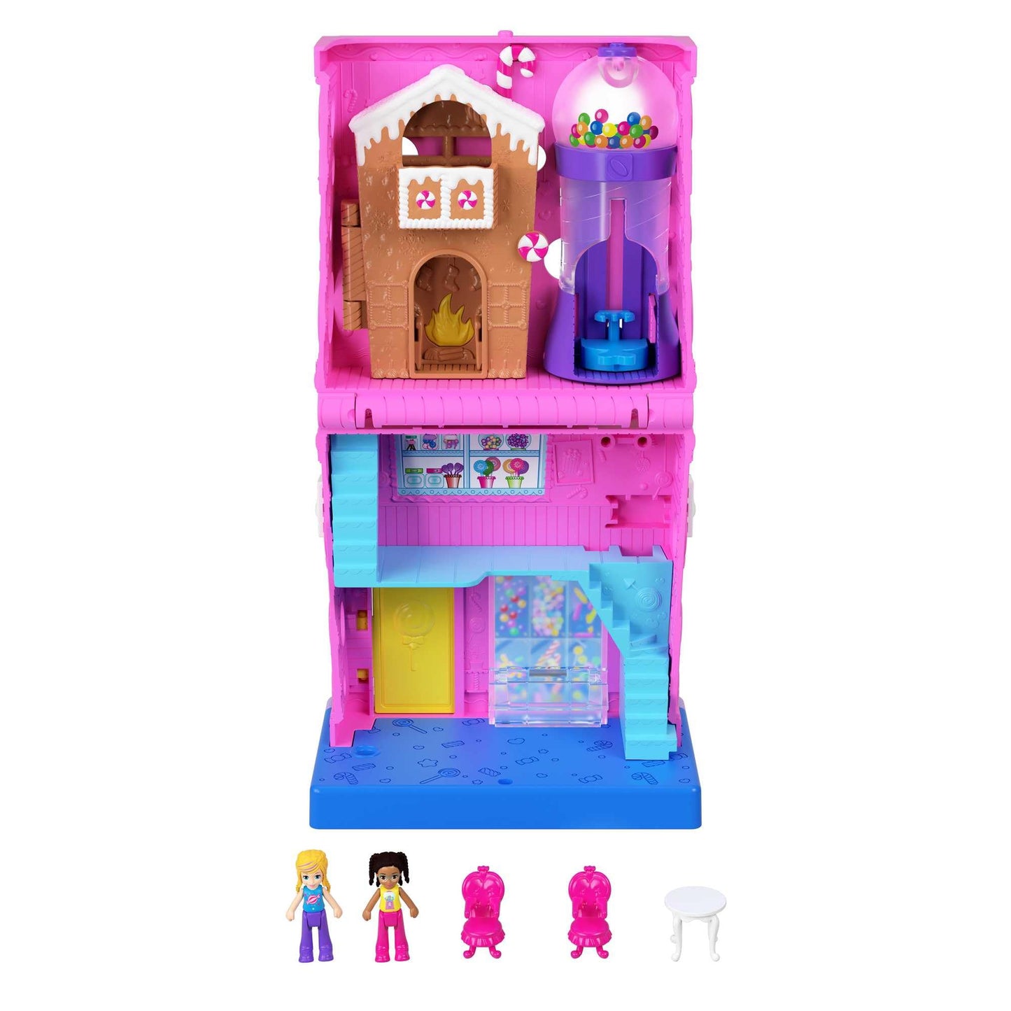 Polly Pocket Pollyville Sweet Store Dolls And Playset, Mini Toys With 2 Micro Dolls And 3 Accessories, Hnb03