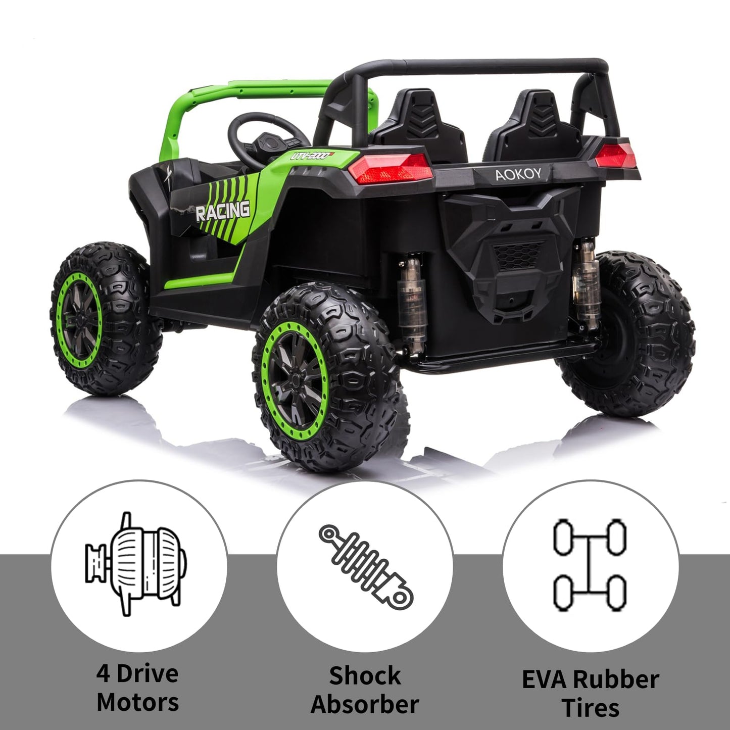 Luibas 24V 10Ah 2-Seater Ride On Car For Big Kids, Ride On Toy With Remote Control, 4Wd Battery Powered Electric Vehicle For Kid