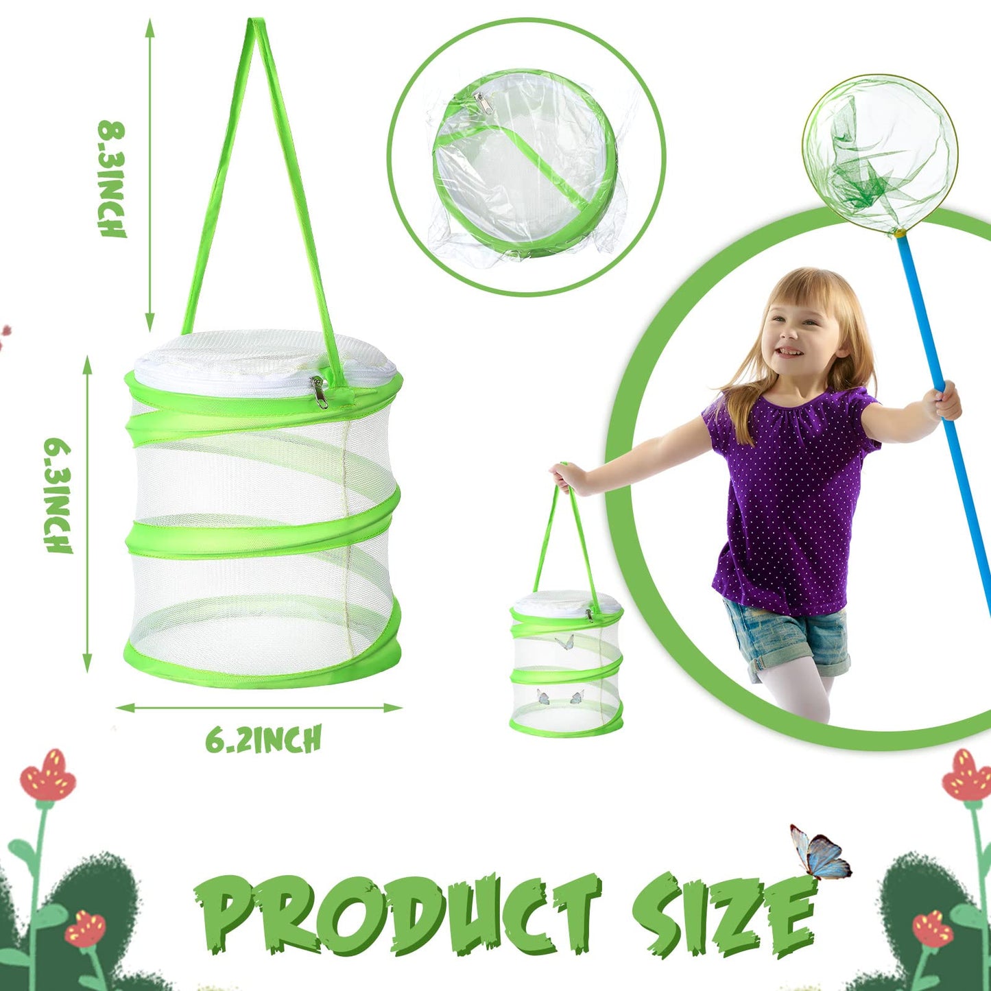 Sherr 10 Pcs Mini Butterfly Habitat Cage Mesh Butterfly Cage Butterfly Net Cage Clear Butterfly Container Foldable Butterfly Ter