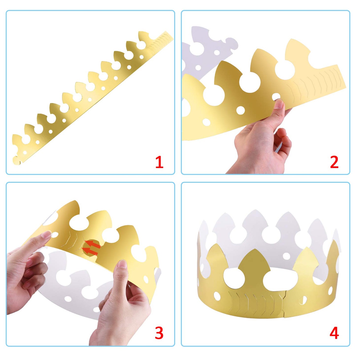SIQUK Gold Paper Crowns - 27 Pieces Birthday Party Hats, 59-61cm, Paper Material, Model SB-18-028