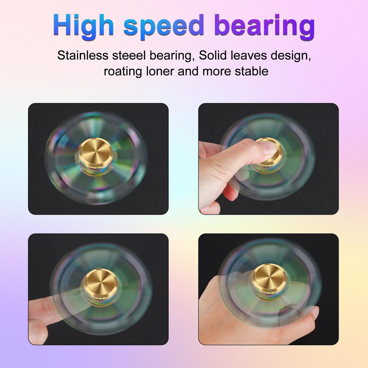 ATESSON Fidget Spinners Toy Ultra Durable Stainless Steel Bearing High Speed 2-5 Min Precision Brass Metal Finger Spinner EDC ADHD Stress Relief Anxiety Relieves Reducer for Kids and mature-themeds