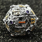 Mjdiceok Hollow Magic Vine Leaf Dnd Dice Set Metal Dice Set 7 Role Playing Dice D&D Dungeons And Dragons Dice (Gray + Purple Gem