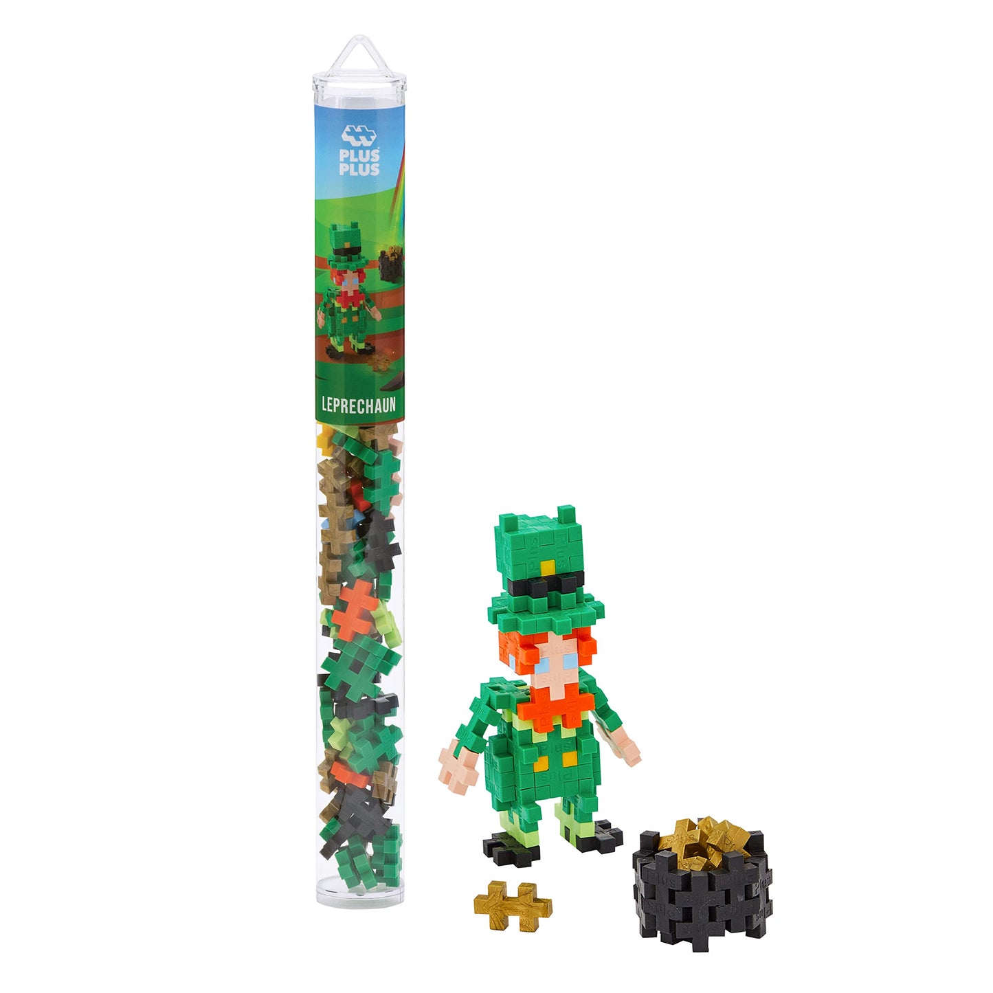 Plus Plus 3D Puzzle Building Block Set, 70 Mini Interlocking Pieces, Fun Holiday Activities For Kids - Leprechaun Mini Maker Tube