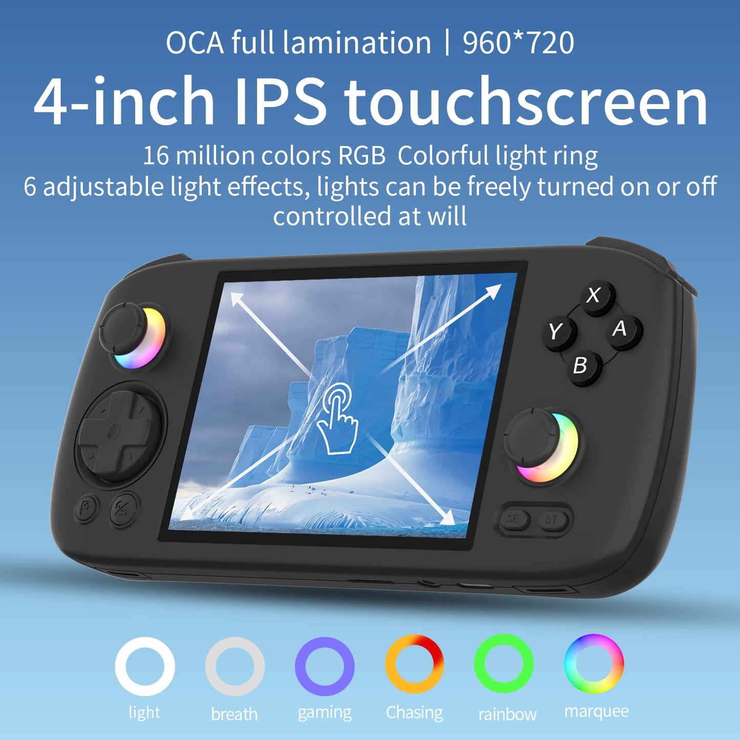 Rg 406H Retro Handheld Game Console With 4-Inch Ips Screen Rgb Lighting Handheld Gaming Console With Android 13 System And 128G
