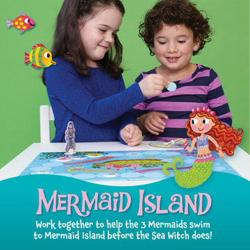 Peaceable Kingdom Mermaid Island Cooperative Board Game for 2-6 Kids Ages 5+, Limited Edition, Colorful Play for Family Fun