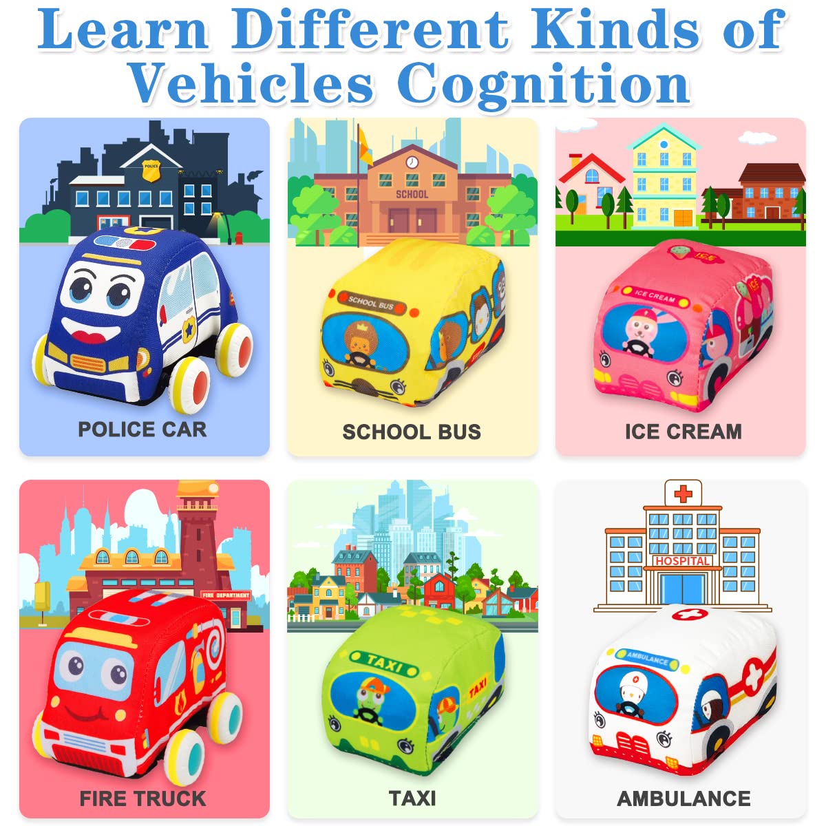 Baby Toys 6 to 12 Months - Soft Car Toys for 1 Year Old Boy Girl with Playmat Storage Bag - Infant Baby Toys 12-18 Months Toddle