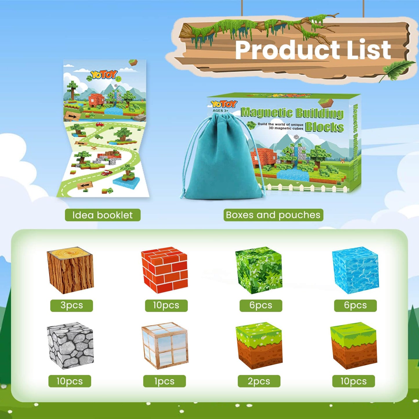 YOTOY Magnetic Blocks Toy for Kids Age 3 4 5 6 7 8 Years Old, Magnetic Building Blocks, Magnetic Blocks for Kids Ages 4-8, Magna