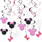 Kristin Paradise 30Ct Minnie Hanging Swirl Decorations - Ceiling Streamers for Mouse Birthday Party - Mini Mouse Theme Party Sup