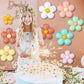 BTZO 16 Set Daisy Flower Balloons Kit - Multicolor Rubber Decorations for Birthday, Baby Shower, Wedding, and Retro Theme Parties