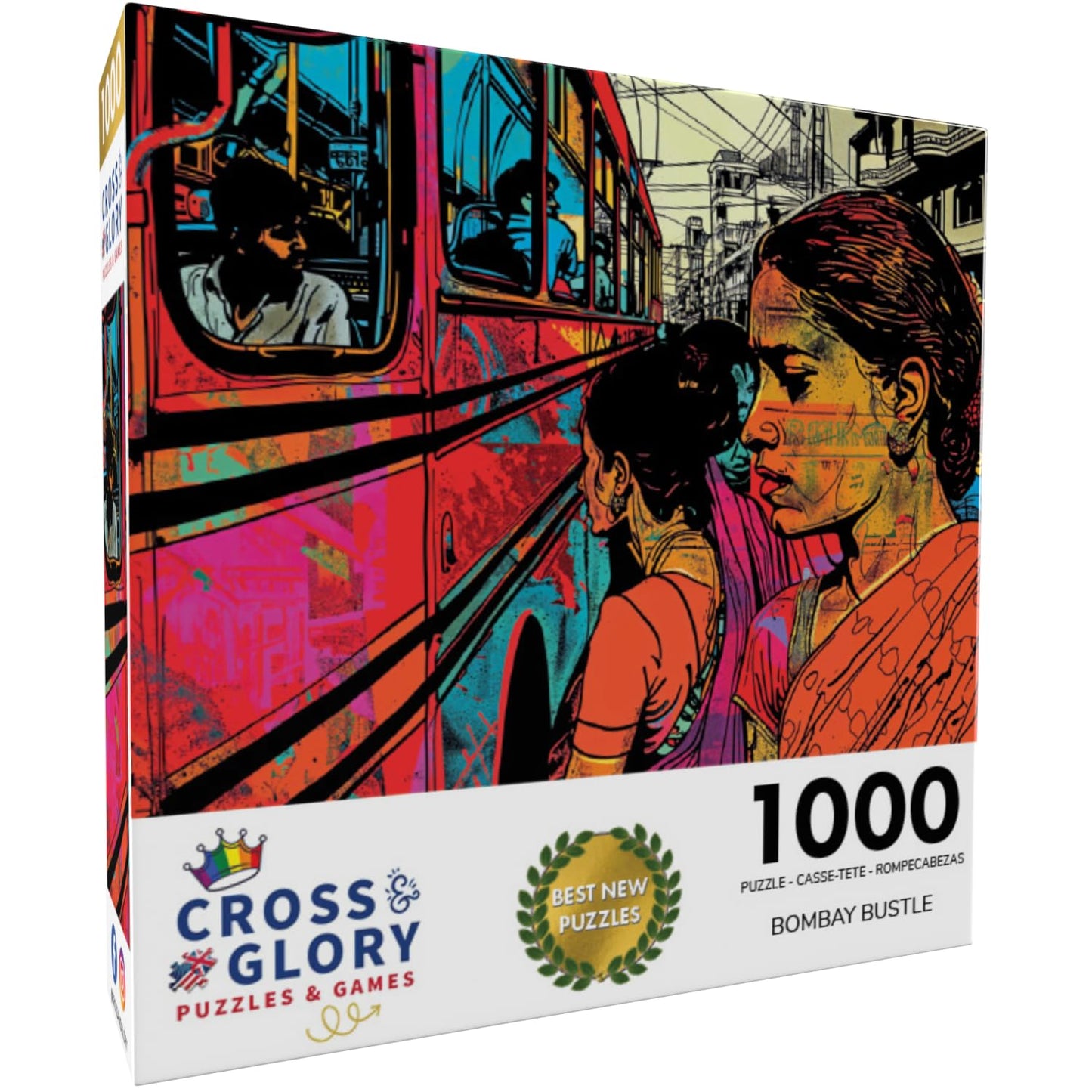 Cross & Glory - Bombay Bustle - 1000 Piece Jigsaw Puzzle | Vibrant Mumbai City Life | Pop Art Style | Satin Finish