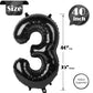 3 Balloon, Black Number Balloon 40 Inch, 3Rd Three Year Old Birthday Deco, Black Party Supplies For Party Decorations, Number 3
