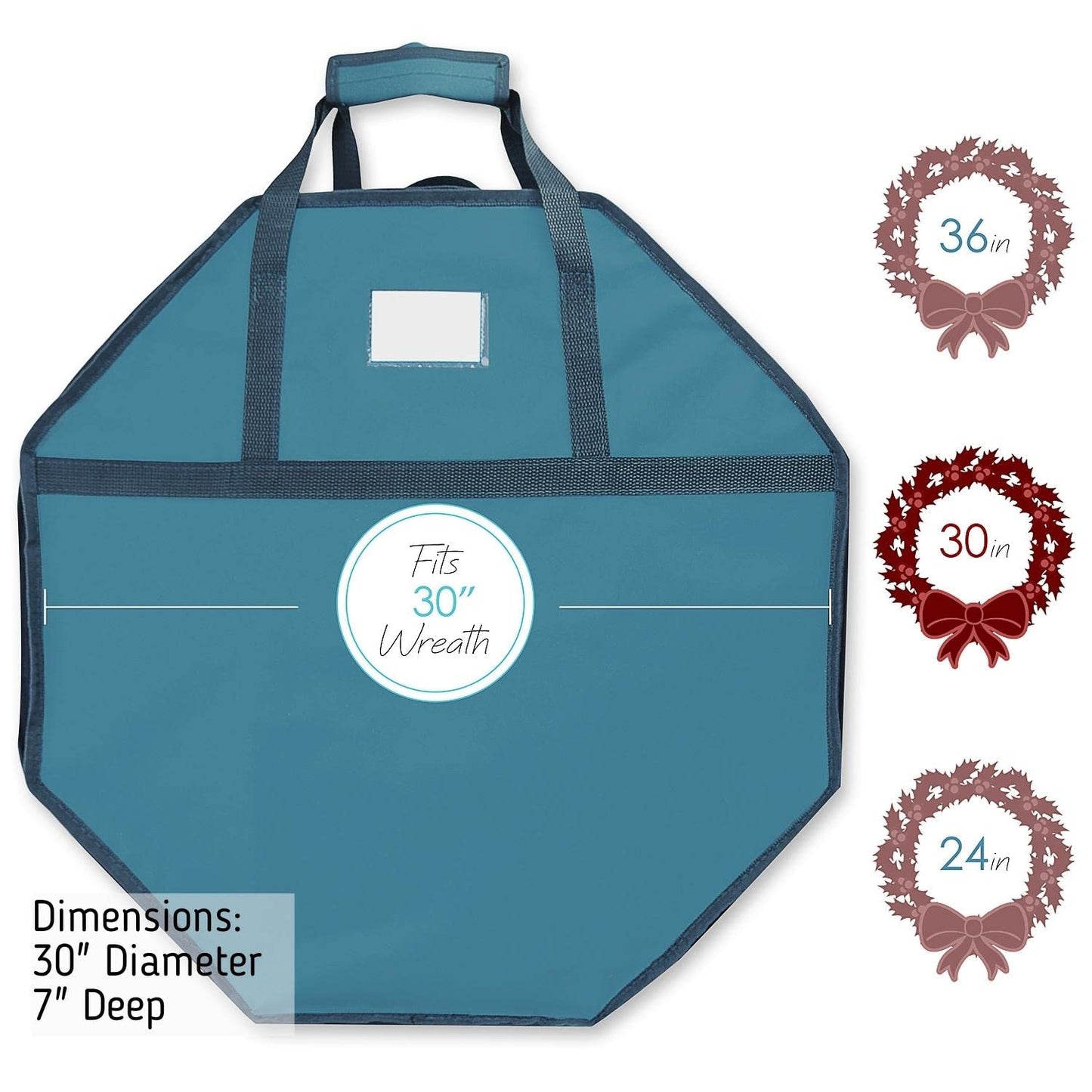 Hearth & Harbor Wreath Storage Container - 30" Hard Shell Bag with Dual Zipper & Handles - Blue - Model VDS-HHHS12-30