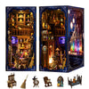 Qatmmkt Book Nook Alley Kit, Wooden Cool Book Nook Alley, Diy Bookshelf Miniature Scenes, Bookshelf Model Kit, Book Nook Kits Fo