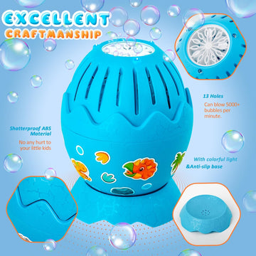 Kulariworld Dinosaur Easter Egg Bubble Machine,Bubble Maker Blower With Solution For Kids Toddlers Outdoor Indoor Play For Birthday, Toy Gift For Little Boys Girls