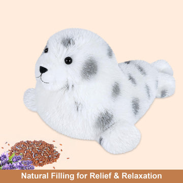 Suzzipals Heatable And Coolable Seal Stuffed Animals,Microwavable Stuffed Animal Heating Pads For Cramps And Pain, Lavender Chub